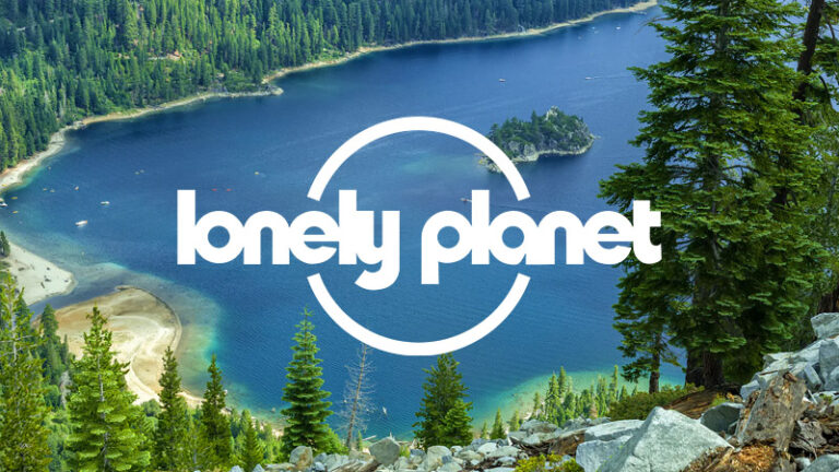 Lonely Planet logo on image of Lake Tahoe